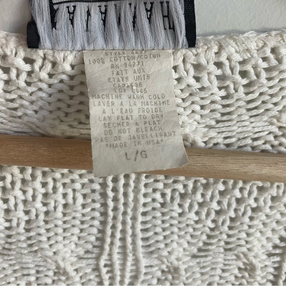 Vintage Knit Crop Short-Sleeve Cardigan, White Cotton Crochet Summer Top - Picture 7 of 8